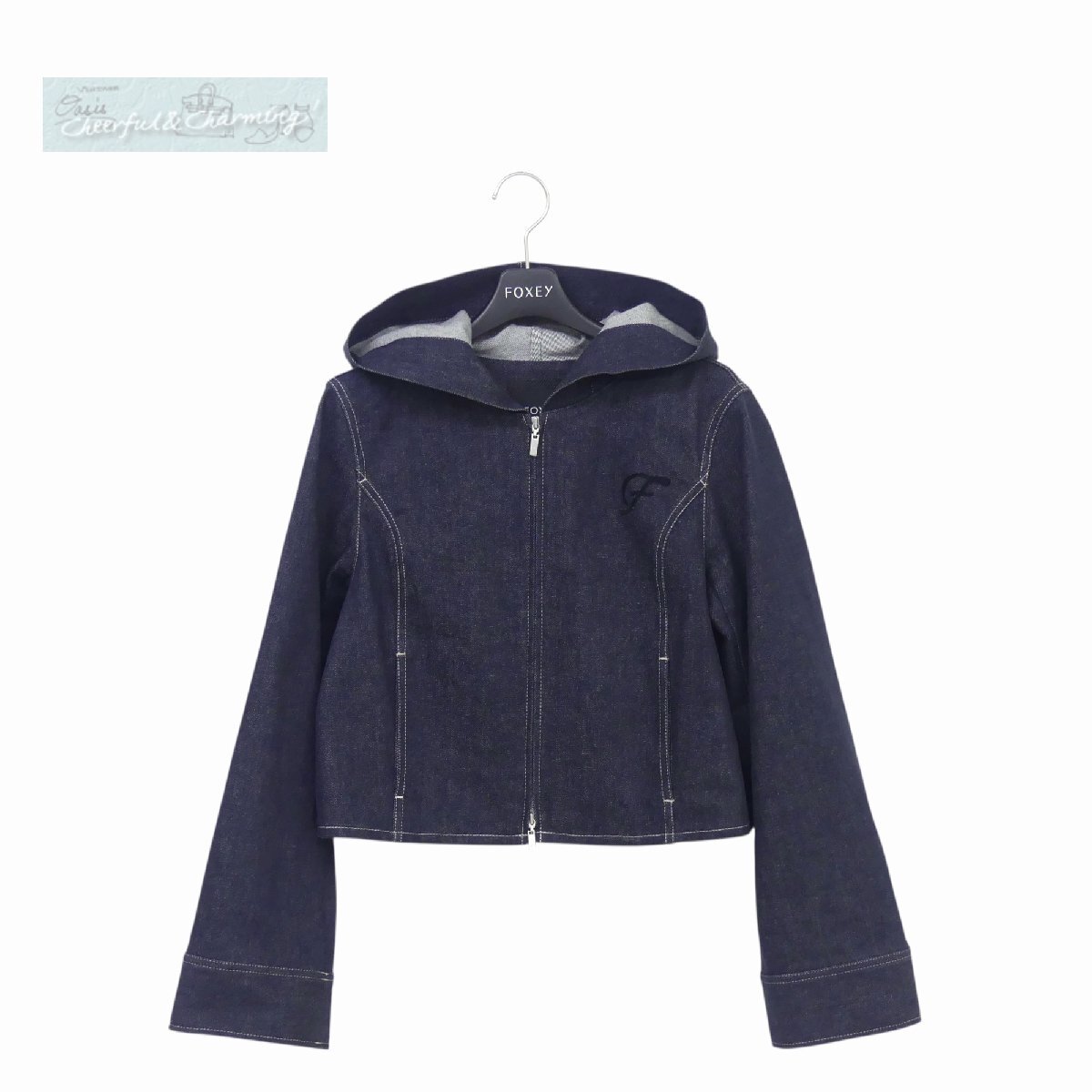 美品★FOXEY/フォクシー ジャケット ネイビー ウールBLEND 40 中古・古着通販】FOXEY (フォクシー) ミンクカラー付カシミヤ