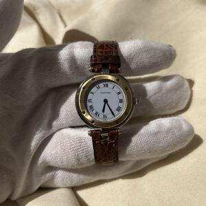 cartier カルティエ サントスラウンド レディース時計 純正ベルト vintage santos 稼働品
