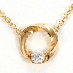スタージュエリー K18PG ネックレス ダイヤ 0.03 総重量約1.0g 約40cm 中古 美品 送料無料☆0315