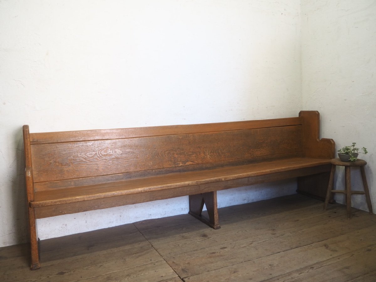 ⑦【j +】【幅220cm】イギリス購入♪チャーチベンチ※8台購入条件価格 ベンチ