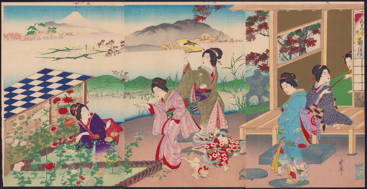 浮世絵 女性と風景 本物版画 publicdomainq-0037516eiioey.jpg