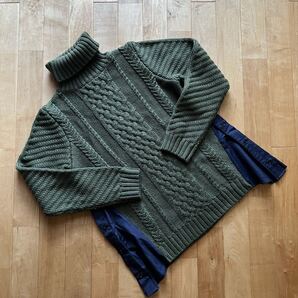 Sea New York シーニューヨーク タートルネックケーブルニット サイズS オリーブ×ネイビー