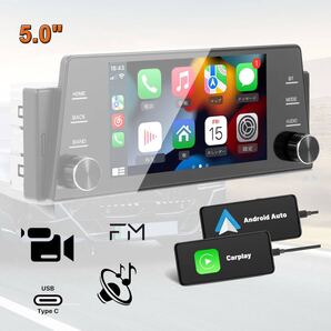 5 インチ カーステレオ FM TF BT カラフルなバックライト カーオートオーディオ ワイヤレス CarPlay バックカメラ