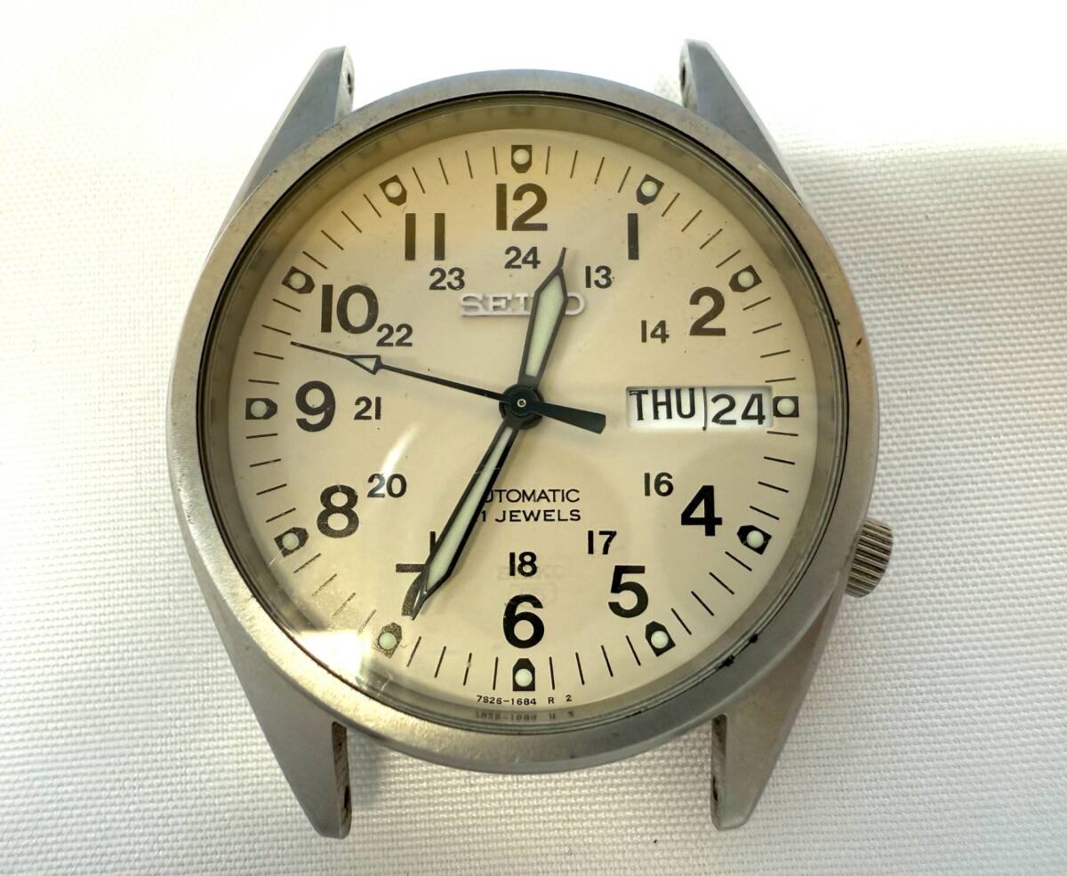 完動美品 SEIKO 軽量ボーイズミリタリー 7S26-3060 ベージュ文字盤 セイコー5 ミリタリー 7S26-3060 文字盤ベージュ/ベルトカーキ
