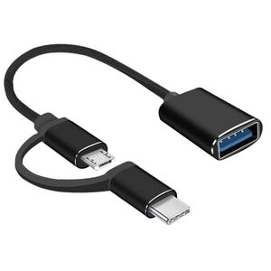 OTGケーブル USB2.0ホスト変換アダプタ microUSB オス-USB A メス(micro USB メス転送USB Cオス アダプタ付き) パソコン接続USBディスク