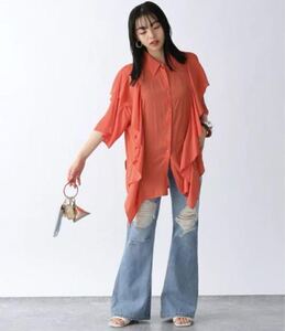 JEANASIS ジーナシス リッチフリルアソート ブラウス シャツ オレンジ サイズフリー F