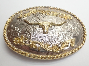 X251 ベルト バックル 大サイズ バッファローデザイン シルバー×ゴールドカラー Vintage Belt Buckle