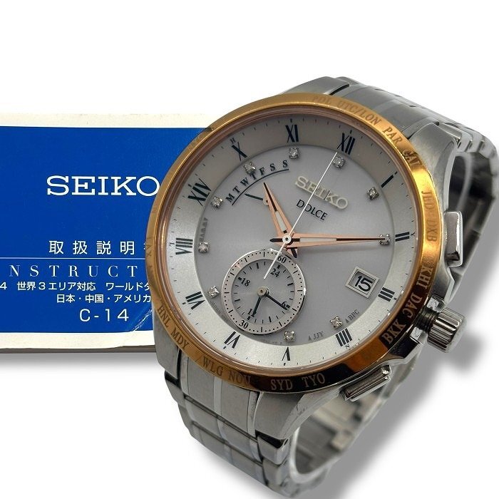 SEIKO DOLCE デイデイト 8B54-0AF1 ソーラー電波 　黒文字盤 Yahoo!オークション -「seiko 8b54」(ドルチェ) (セイコー)の