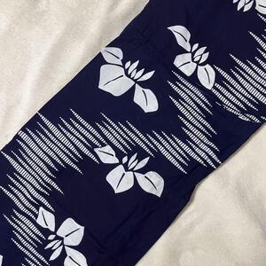 Темно-синий, кома, ирис, ручное окрашивание, сшитая вручную юката