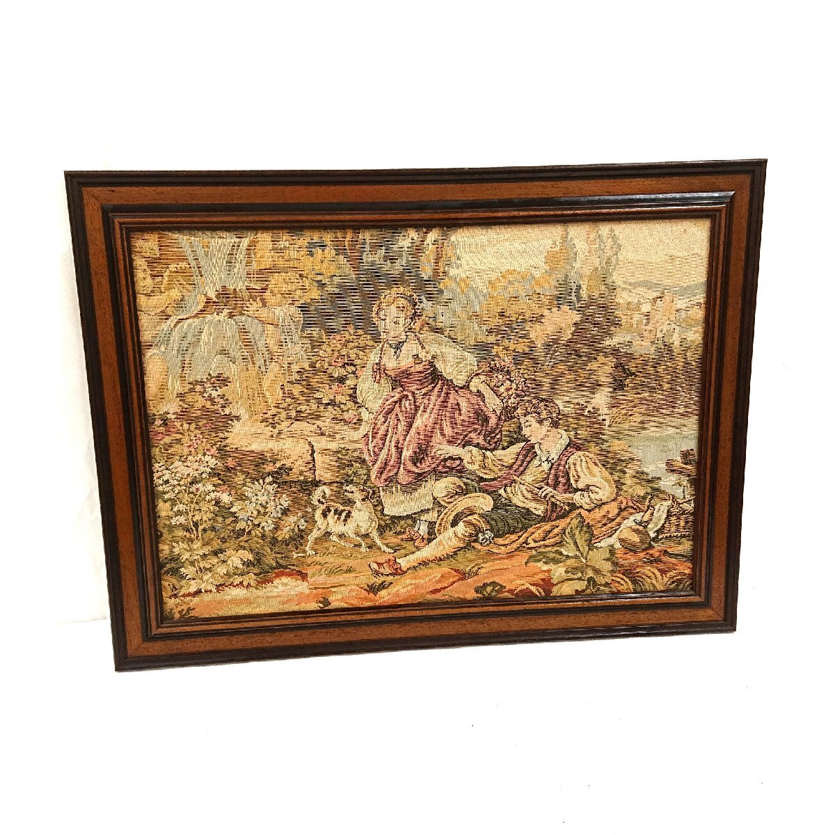 イタリアアンティーク古い油彩画 油絵 絵画 人物画 額縁 板絵 ビンテージ 風景画 油絵 絵画 油彩画 肉筆 美術 アンティーク 額縁 額装品