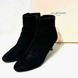 JILL STUART ジルスチュアート ショートブーツ ブラック 冬靴 スウェード レディース 24cm ヒール おしゃれ HMY