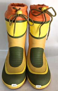 ★未使用 ★ ジュニア レインブーツ 19cm 長靴 子供靴 キッズ 靴 防水 イエロー×グリーン 水遊び 泥遊び 畑