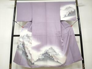 平和屋着物●男性 訪問着 樹林風景シルエット 暈し染め 金彩 正絹 逸品 DAAV4939ud