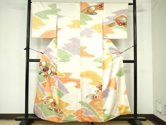 平和屋着物□訪問着 立波飛鶴梅花文 暈し染め 金彩 正絹