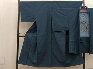 平和屋着物■男性 紬 アンサンブル 色無地 百入茶色 正絹 逸品 BAAV0313mz