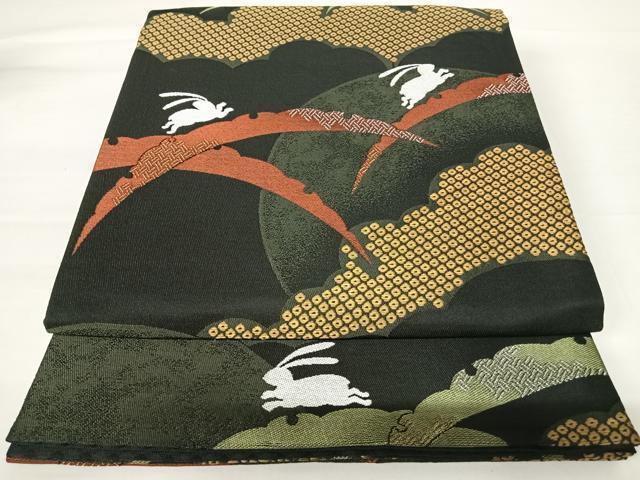 正絹　うさぎ　袋帯　美品　兎袋帯♡最終お値下げ 楽天市場】≪◇ポイント3倍◇≫ 帯 京袋帯 ライトグレー 月