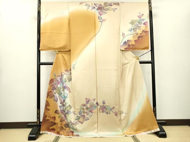 未使用　訪問着 絵羽模様　正絹 身丈154 着物 訪問着 付け下げ 仮絵羽 未仕立て 正絹 シルク M～Lサイズ