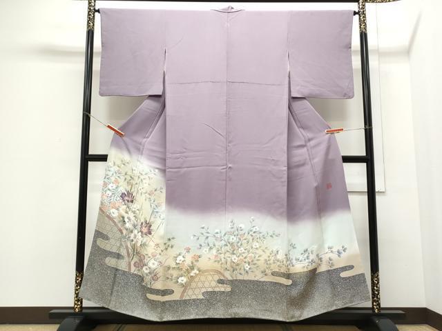 寿光織　色留袖　訪問着　正絹　未仕立て　新品未使用 未使用 寿光織 作家物 色留袖 訪問着 一つ紋 正絹 金糸 裏葉色