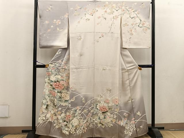 未使用品 訪問着 薄いクリームベージュ 唐草花 金彩加工 身丈160cm 楽天市場】訪問着 新古品の通販