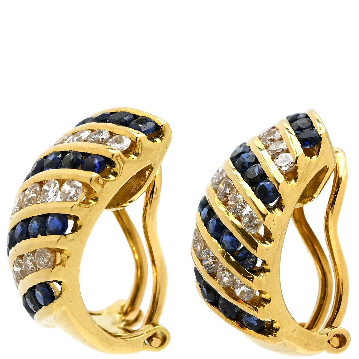 イヤリング サファイヤ ダイヤモンド イヤリング K18YG ゴールド 750 