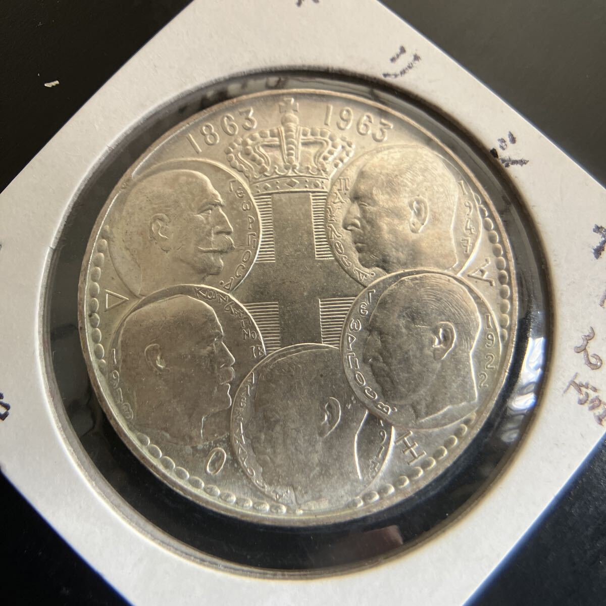 ★未使用 194*年 ギリシャ 5 ドラクマ 2連番 アンティークレトロ3 440-404 BC 古代ギリシャ アッティカ アテネ テトラドラクマ銀貨