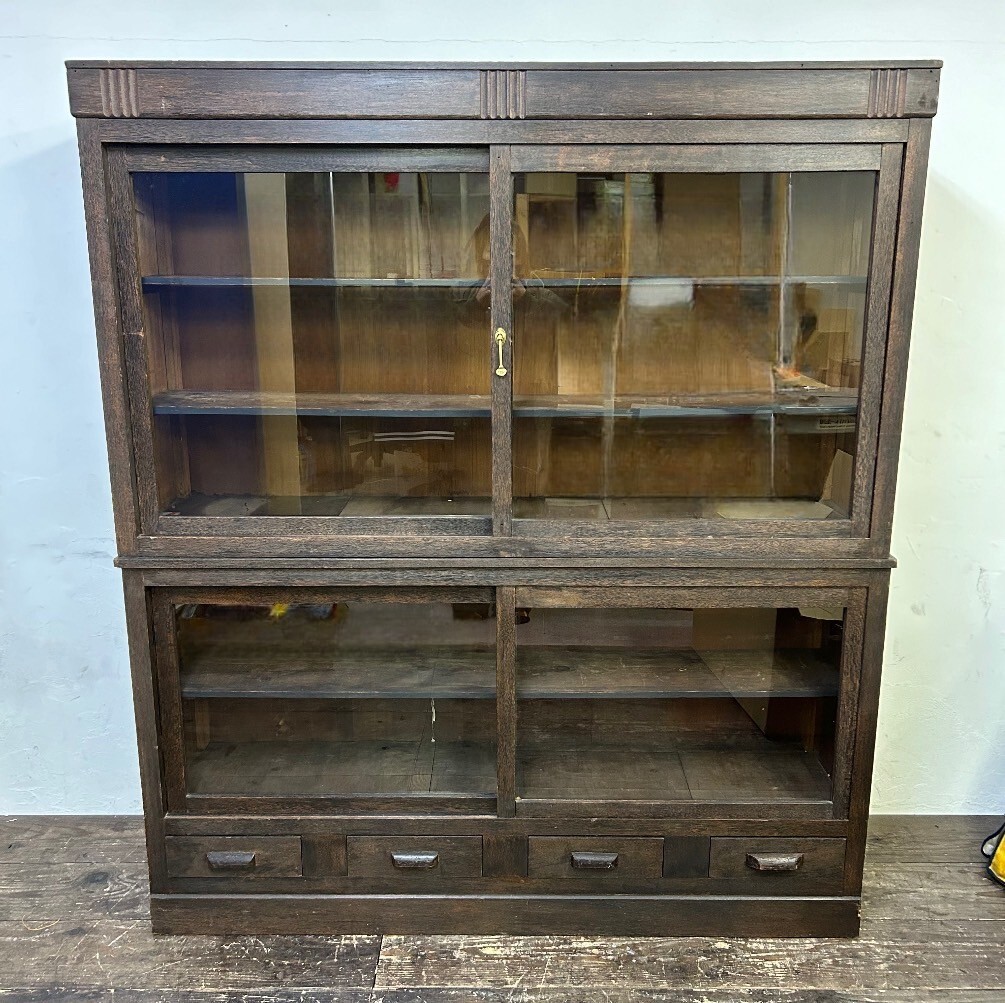 ヴィンテージ ガラス 戸棚 水屋箪笥 昭和レトロ ダイヤガラス ヴィンテージ ガラス 戸棚 水屋箪笥 昭和レトロ ダイヤガラス