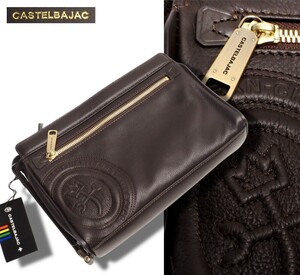新品正規2.8万円 CASTELBAJAC カステルバジャック ロンド 牛革 セカンドバッグ チョコ(CHO) 085202