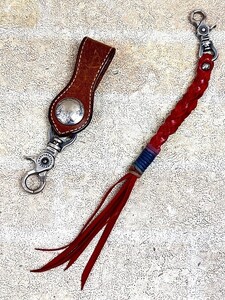 FUNNY WESTERNGEAR/ファニー レザー ノーマルヘッドループキーホルダー/編み フックキーホルダー 革小物 2点セット 【965y3】