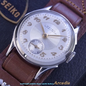 ◆デッド極貴重博物館級1954年亀戸精工舎製戦後ファーストSEIKO PRECISION新10B型10J浮金全数字二段レコード鋲字№11021ファンシーラグ側♪