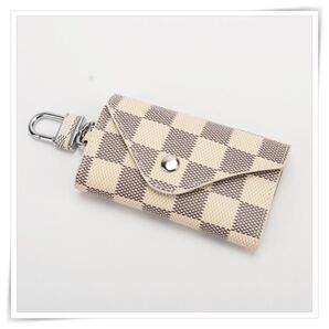 市松模様 格子柄 チェック柄 キーケース 折り畳み ホワイト