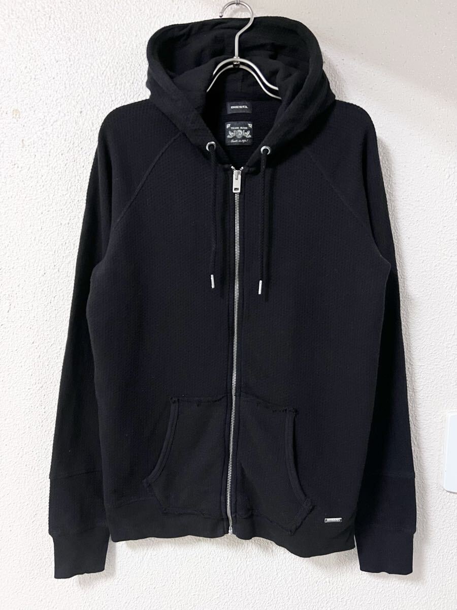 『DIESEL』 パーカー　ナイロン　切替　異素材　フルジップ　黒　【M】 DIESEL』 パーカー ナイロン 切替 異素材 フルジップ 黒 【M