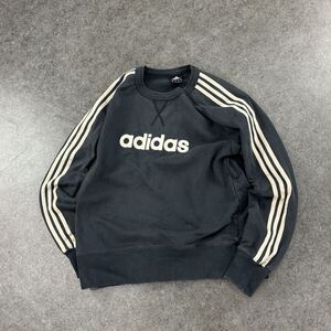 00s adidas オールド アディダス サイドライン クルーネック スウェット トレーナー ラグラン 前V Vガゼット ロゴ刺繍 鬼フェード メンズ L
