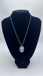 #19444 750刻印 カメオ 翡翠 ネックレス ペンダント 重量約8.8g