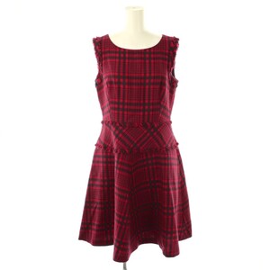 Maglie par ef-de Maglie par ef-de шерсть проверить платье без рукавов 9 красный темно-зеленый /DO ■OS Дамы