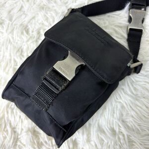 1円 極美品 近年モデル PRADA プラダ ミニショルダーバッグ スマホポーチ ウエストポーチ 三角ロゴプレート テスートナイロン 3Way