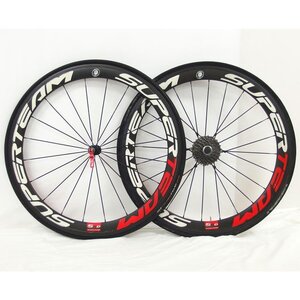 1円【一般中古】superteam スーパーチーム/カーボンホイール フロント・リア SUPERTEAM 700c/633/R13/S50/04