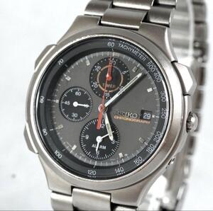 1円スタート SEIKO スピードマスター クロノグラフ チタン ラウンド 腕時計 クォーツ 現状品 1スタ