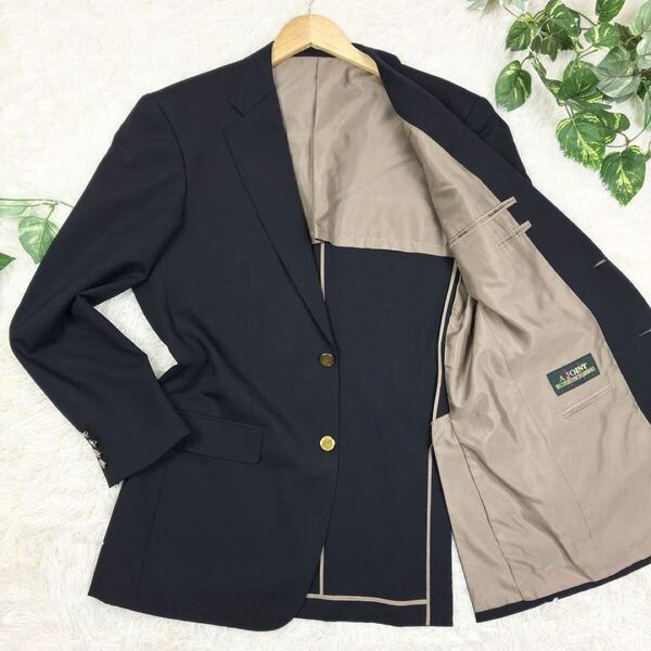 A JOINT モヘア混 紺ブレザー 紺ブレ 金ボタン シングル 2B テーラードジャケット A8 2XL 大きいサイズ ネイビー 紺 濃紺