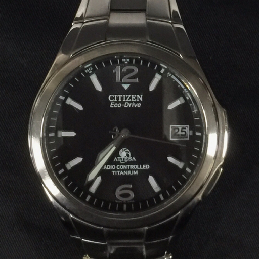 美品【稼働品】CITIZEN　シチズン　アテッサH410　ブラック　エコドライブ CITIZEN シチズン アテッサ メンズ エコドライブ 電波腕時計