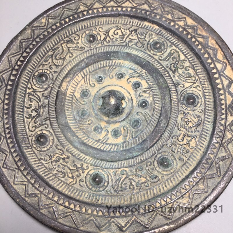 【最終価格】 中国美術　青銅鏡 極美品 ！高品質！中国 銅器 純銅鏡 黄銅鏡 擬古銅鏡 人物鏡