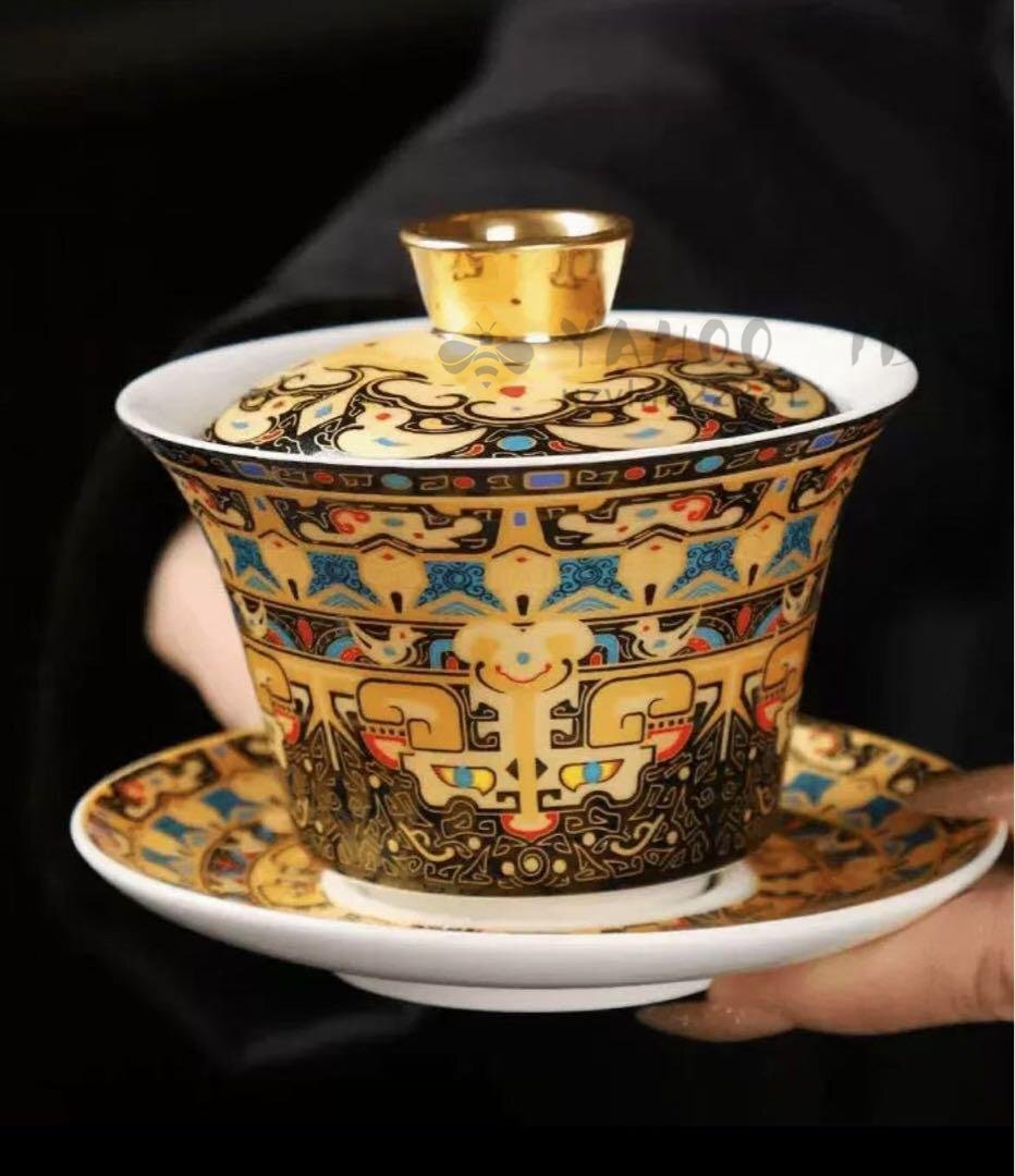 景徳鎮 陶磁器 龍鳳呈祥湯飲み 茶碗 煎茶器 新品未使用 中国茶器 景徳鎮 龍鳳呈祥陶磁三才蓋碗 湯飲み 茶碗 新品未使用