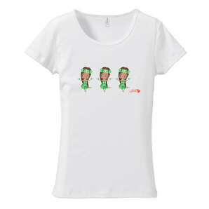 (XL)ホワイト【tf019】キュートな3人フラガール&モンステラ*メール便発送Tシャツ半袖送料無料ダンスレディース南国カジュアルハウラロゴ