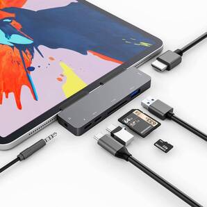 iPad Pro 2020 2018 USB C ハブ 7in1 iPad Air 4 ハブ 4K HDMI 出力 60W PD充電 USB3.0 ハブ SD/TFカードリーダー
