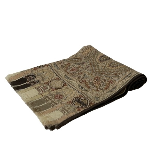 【美品】エトロ　ショール 楽天市場】エトロ ETRO ストール ペイズリー パープル マルチ