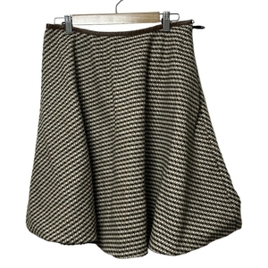 Prada PRADA юбка размер 42 M - коричневый, слоновая кость и черный Женская длина до колена / твид / ступенчатый узор / 2014 Нижняя часть