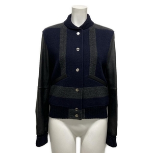 HERMES HERMES Блузон размер 34 S - Кашемир темно-нави х черный х серый Дамы длинные рукава / пуговицы serie / 20AW / осень / зима Куртка