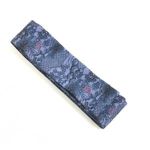 美品 角帯 正絹 男物 本藍 縮緬 風景柄 個性派 長さ412