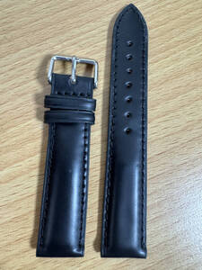 人気●新作●新品 コードバン 時計ベルト ラグ幅19mm 19x18mm 馬革 ハンドメイド 銀尾錠 肉厚感脱着可能 時計バンド 黒