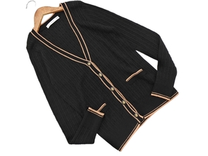 ef-de ef-de шерсть смесь V-образным вырезом кардиган размер9/черный ◇■ ☆ fib2 Ladies