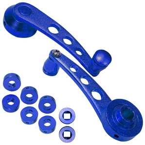 【左右セット】汎用 ウインドウ クランク ハンドル アルミ製 手巻き 手動 ジムニー SJ30 JA71 JA22 JA12 青 ブルー 旧車